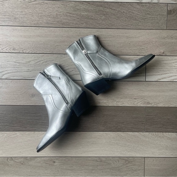 Zara Metallic Silver Ankle Boots - Picture 5 of 8